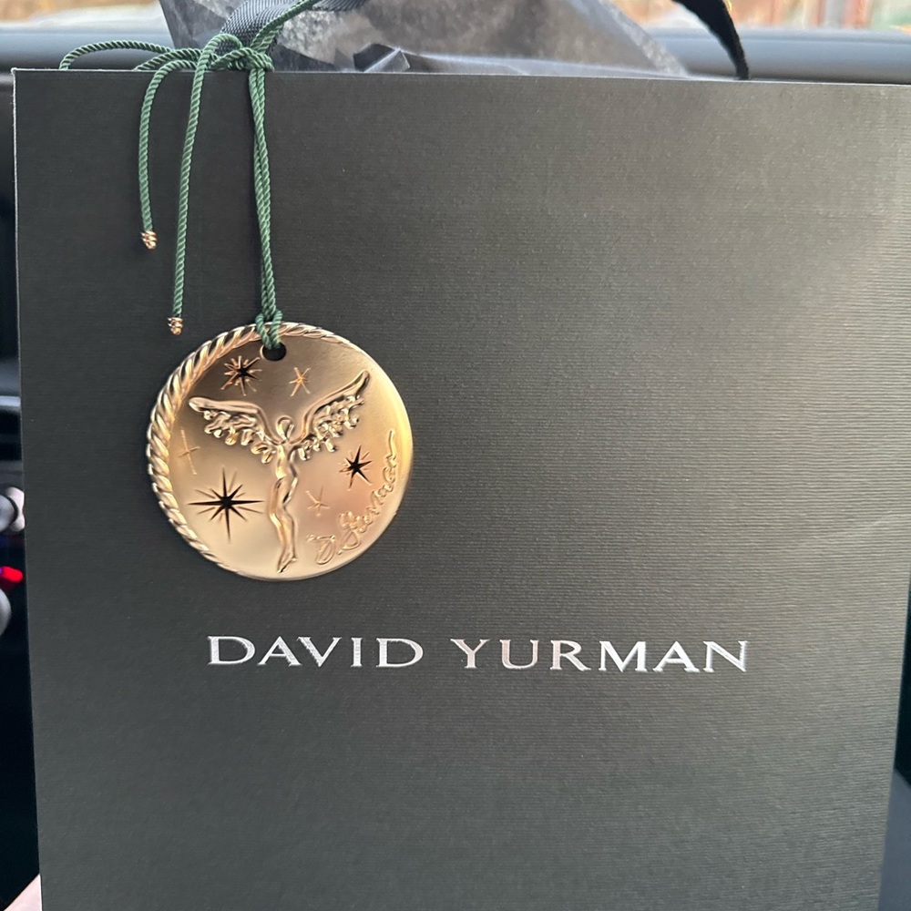 David Yurman Gold Medallion with Green Cord